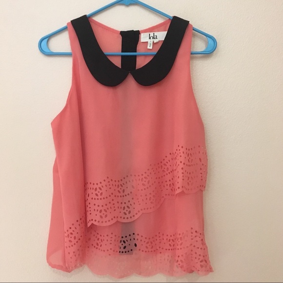lola Tops - Tiered orange cutout tank top